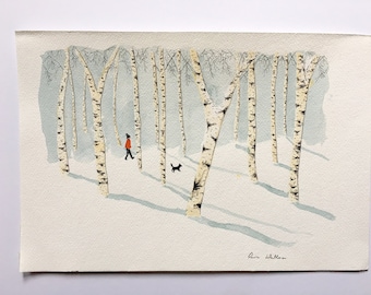 Winter birches original painting