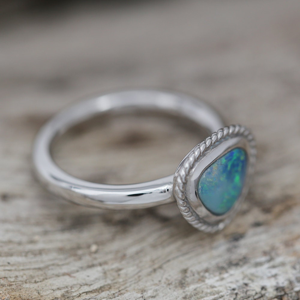 Lovely Delicate Opal Ring in Sterling Silver Unique Natural | Etsy