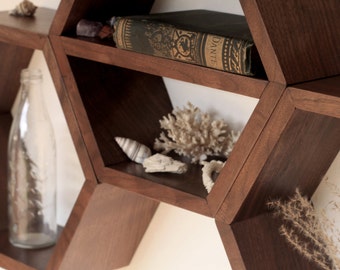 Modern Geometric Shelves, Hexagon Floating Shelves, Honeycomb Shelf, Geometric Modern Shelving, Storage Gift idea, Mother&#39;s Day, 3 Shelves