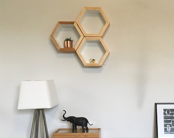 Mid Century Shelves, Honeycomb Shelving, Hexagon Wall Shelf, Christmas, Gift, Holiday, Shopping, Modern Home Decor, Eco Friendly, 3 Medium