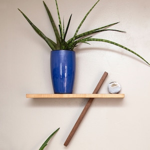 Minimalist Art Shelf, Modern Floating Shelves, Gift Idea, Float Wall Shelving, Mid Century Art Deco Design, Unique Wood Decor, Shelving, MCM