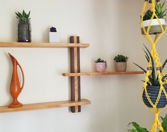 Modern Cat Shelves, Mid Century Decor, Floating Wall Shelf, Kitty Perch, Wood Cat Shelf, Wedding Gift, Custom Storage Idea, Unique Furniture