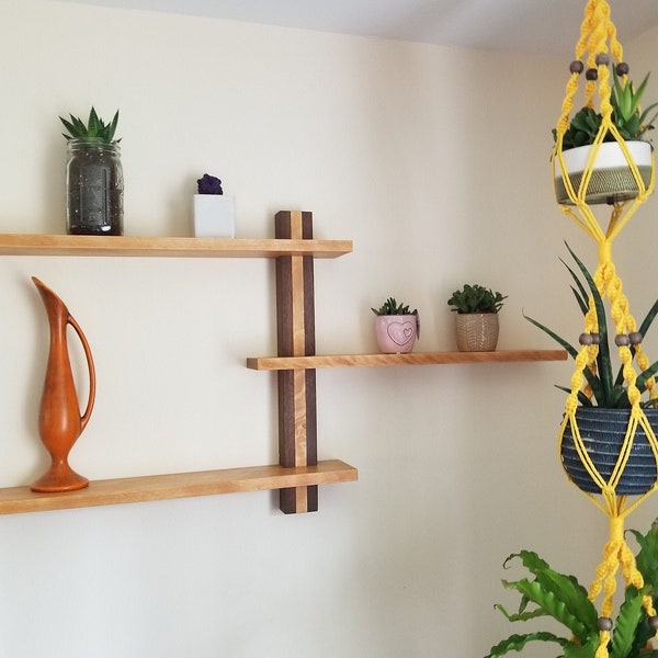 Modern Cat Shelves, Mid Century Decor, Floating Wall Shelf, Kitty Perch, Wood Cat Shelf, Wedding Gift, Custom Storage Idea, Unique Furniture