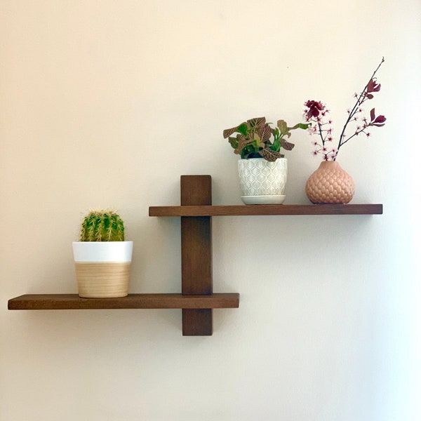 Minimalist Wall Shelf, Wood Hanging Shelves, Christmas, Gift, Holiday, Shopping, Mid Century Kitchen Decor, Rock Crystal Display Shelf