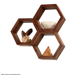 Hexagon Shelves, Honeycomb Shelving, Bathroom Storage, Christmas, Gift, Holiday, Shopping, Modern Kitchen Shelf, 3 Small Wood Shelves