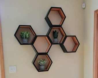 Float Honeycomb Shelves, Book Shelf, Modern Wall Shelves, Geometric Wall Art, Christmas, Gift, Holiday, Shopping, Nursery Shelves, 3 Large