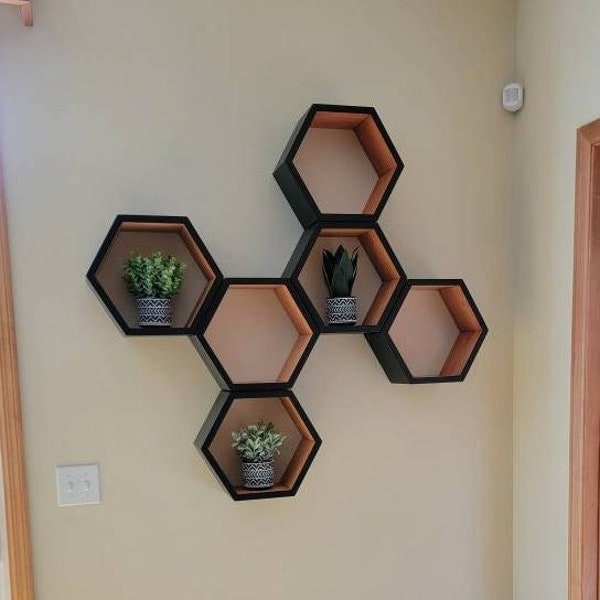 Float Honeycomb Shelves, Book Shelf, Modern Wall Shelves, Geometric Wall Art, Christmas, Gift, Holiday, Shopping, Nursery Shelves, 3 Large