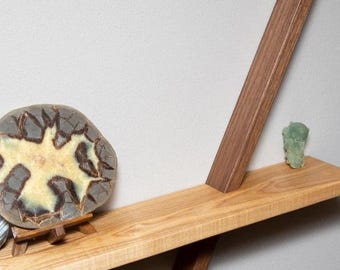 IMMEDIATE SHIPPING, Modern Home Decor Angle Shelf, Minimalist Art Shelving, Floating Shelves, Mid Century Design, Unique Wood Bookshelf