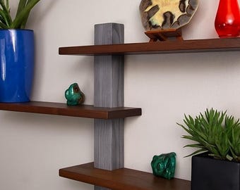Wood Floating Shelf, Minimalist Shelves, Mid Century Modern, Art Deco, Wall Shelving, Midcentury, Home Accessories, American Made, Gift Idea