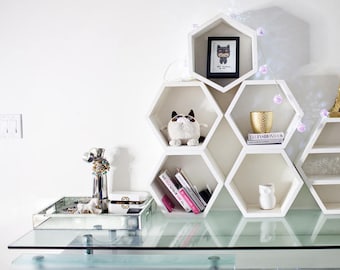 Hexagon Shelves, Toy Storage, Hexagon Book Shelves, Honeycomb Shelf, Kids Furniture, Christmas, Gift, Holiday, Shopping, Modern, 5 Large