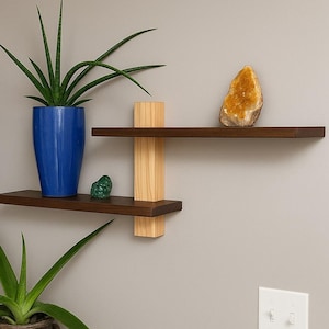 Mid Century Modern Shelves, Minimalist Shelving, Home Decor, Modern Wall Shelf, Wood, Gift, Present, Rock Display, Art, MCM, Midcentury Art