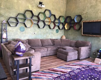 Living Room Hexagon Shelves Ideas