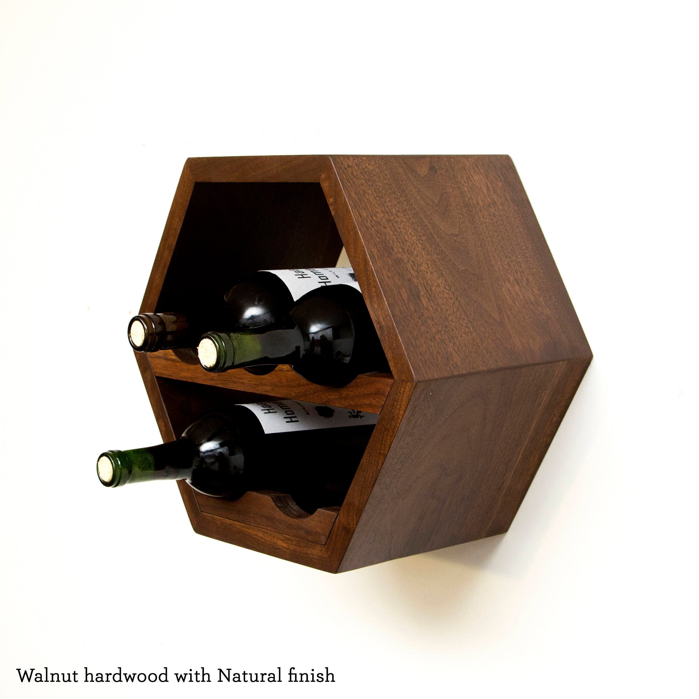 Unique Hexagon Wine Rack Hanging Kitchen Storage Mid Century