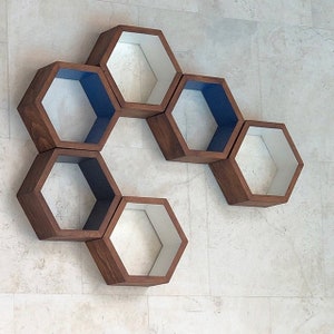 Mid Century Shelves, Honeycomb Shelving, Hexagon Wall Shelf, Christmas, Gift, Holiday, Shopping, Modern Home Decor, Eco Friendly, 3 Medium image 4