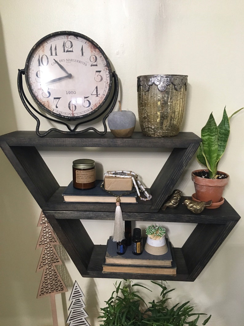 Mid Century Modern Shelves Floating Shelf Geometric Etsy