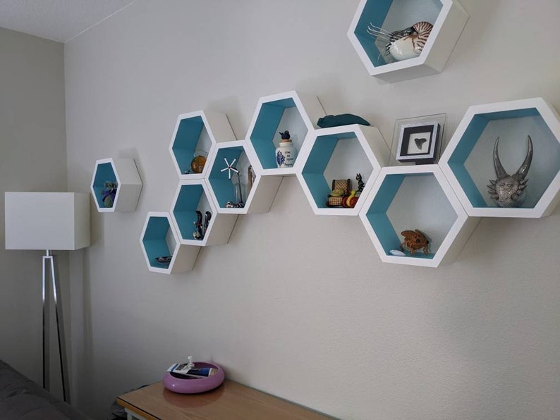 Mid Century Shelves, Honeycomb Shelving, Hexagon Wall Shelf, Christmas, Gift, Holiday, Shopping, Modern Home Decor, Eco Friendly, 3 Medium image 5