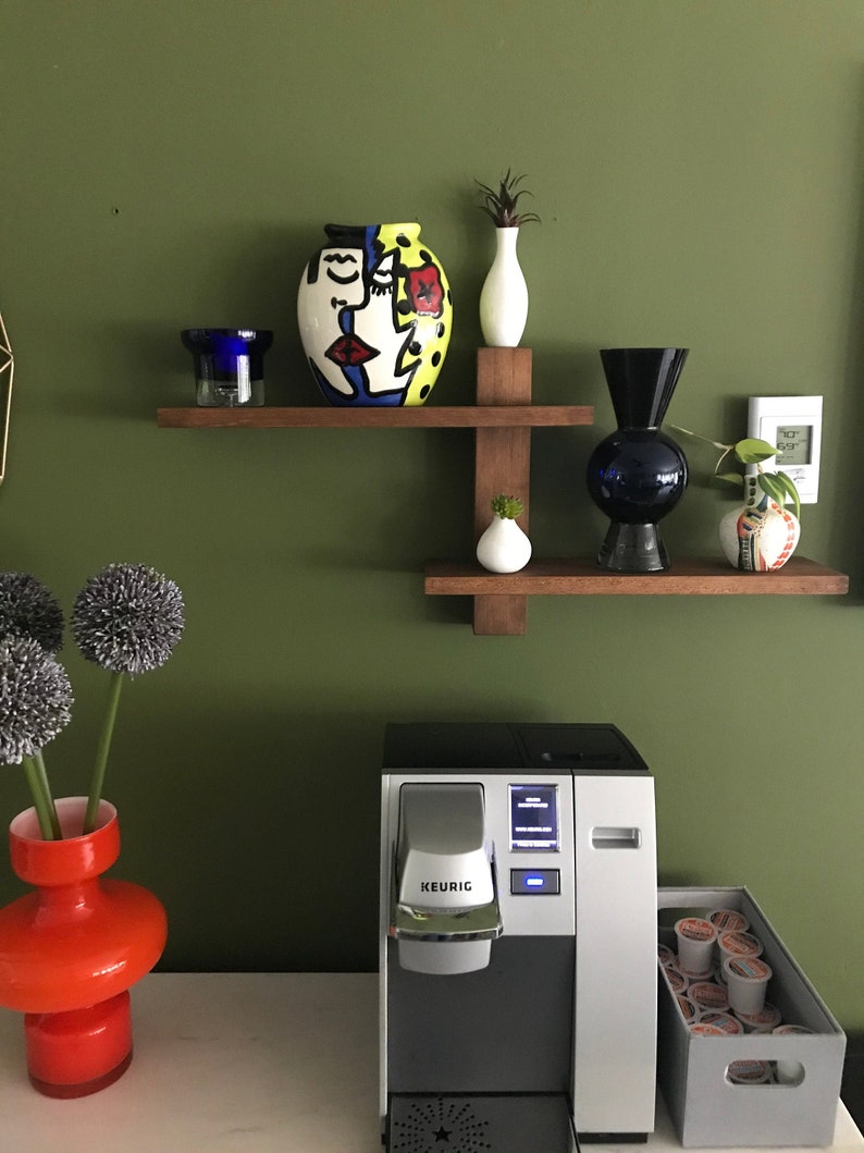 or Bathroom Wall Shelf Mid Century Decor Kitchen Art Deco Minimalist Wood Hanging Shelves Wedding Housewarming Gift Office Entryway