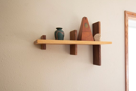 Modern Wall Shelf Floating Wood Art Shelves Mid Century Shelving Home Decor Office Storage Kitchen Housewarming Gift Wedding Present