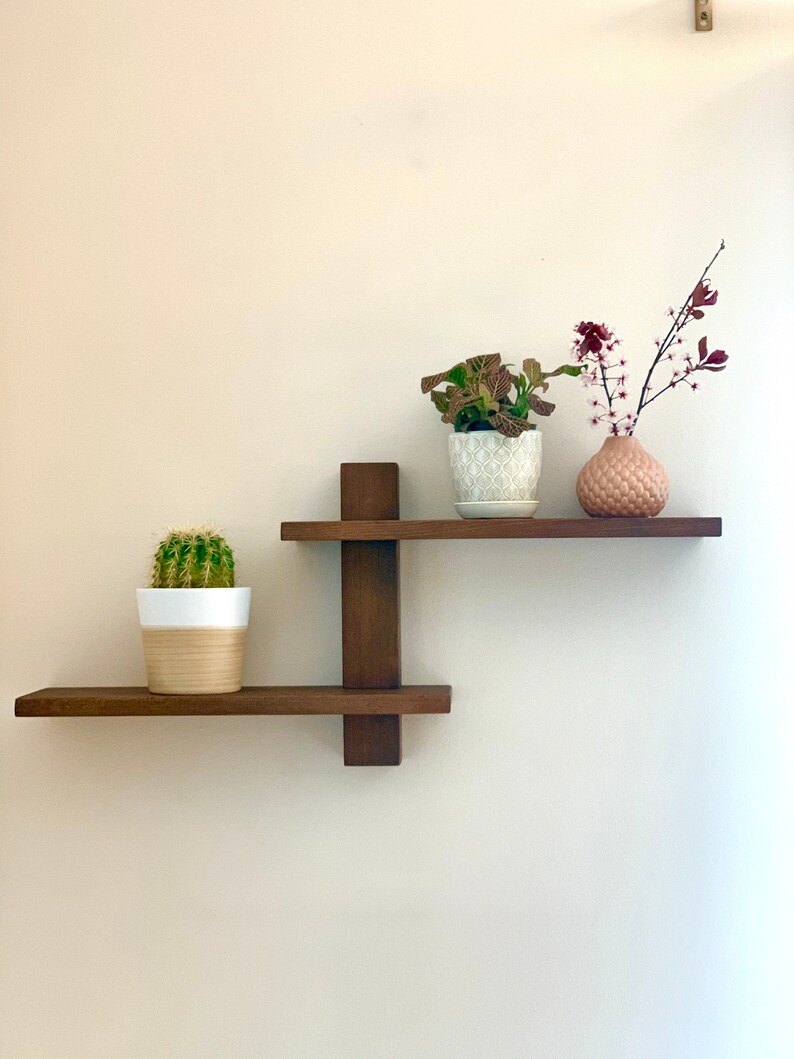 or Bathroom Wall Shelf Mid Century Decor Kitchen Art Deco Minimalist Wood Hanging Shelves Wedding Housewarming Gift Office Entryway
