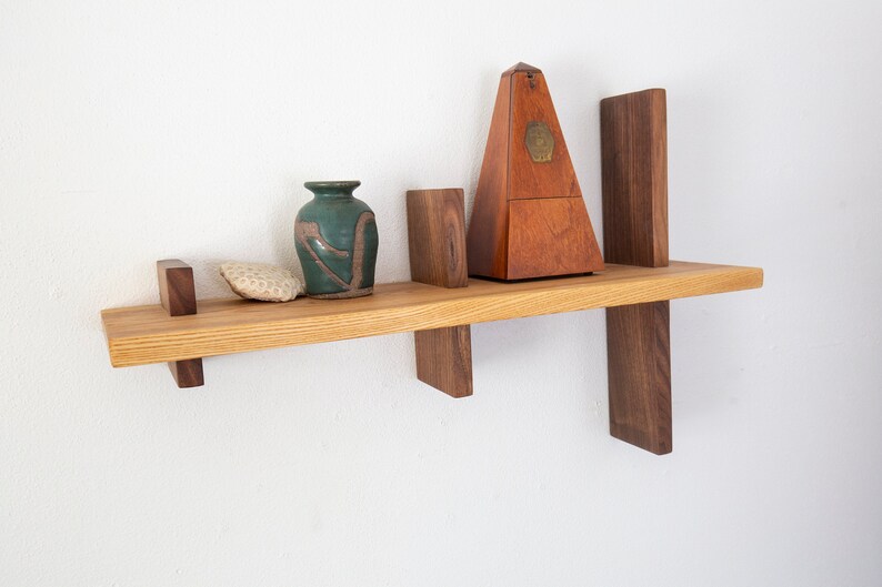 Modern Wall Shelf Floating Wood Art Shelves Mid Century Etsy
