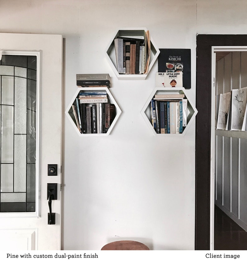 Hexagon Floating Shelves Shelf Home Decor Wood Etsy Australia