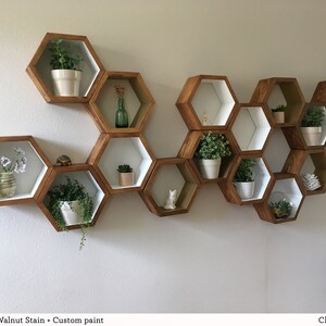 Mid Century Shelves, Honeycomb Shelving, Hexagon Wall Shelf, Christmas, Gift, Holiday, Shopping, Modern Home Decor, Eco Friendly, 3 Medium Pine