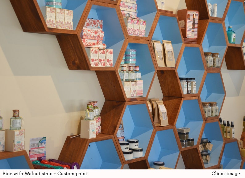 Hexagon Floating Shelves Shelf Home Decor Wood Etsy Australia