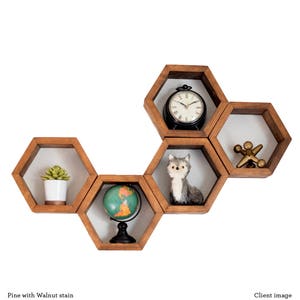 Hexagon Shelves, Wood Floating Shelves, Bathroom Shelves, Modern Geometric Shelves, Modern Home, Christmas, Gift, Holiday, Shopping, 5 Small