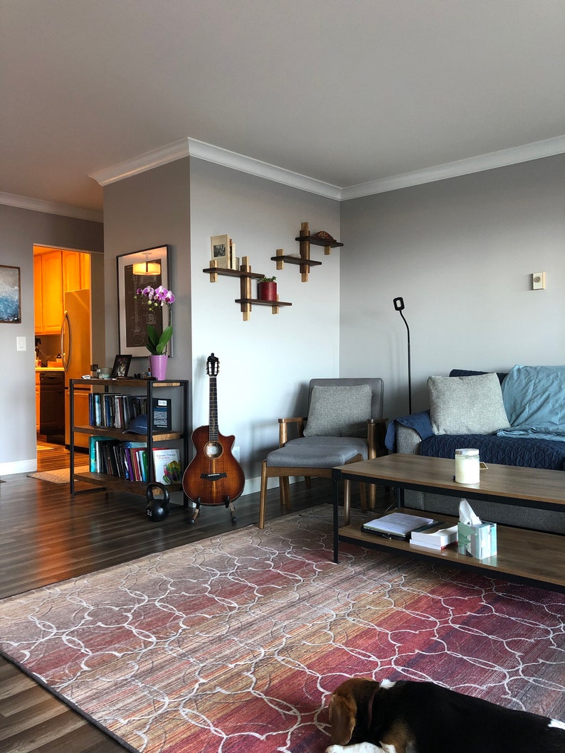 Art Deco Style Floating Shelf Wooden Shelves Geometric Mid Etsy