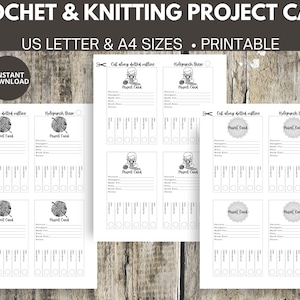 Crochet & knitting WIP Project Card - digital | printable | record keeper | chart | Monochrome |