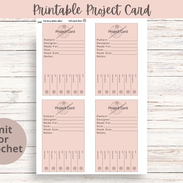 Crochet/knitting WIP Project Card - digital/printable/record keeper/chart