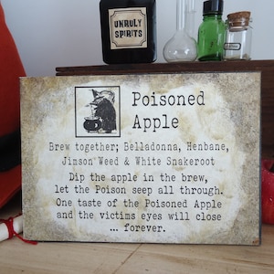Poisoned Apple Spell, snow white apple display prop decor, wedding, handmade Halloween