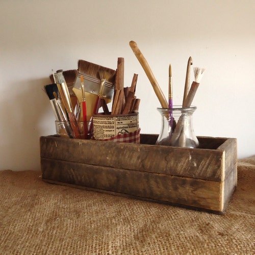 Rustic Country Wood Box Mason Jar Holder Altered Art Supply Etsy