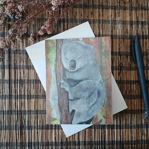 Cute Koala Greeting Card - Sleepy Wildlife in the Australian Bush