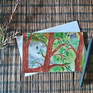 Native Australia Fauna Greeting Card - Colourful Koala & Glass House Mountain - Blank Note / Gift Card