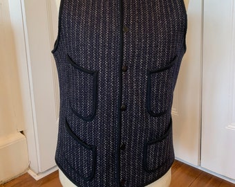 1950s Brown's Beach Jacket Four Pocket Black Wool Chore Vest 1950s Brown's Beach Jacket Four Pocket Black Wool Chore Vest