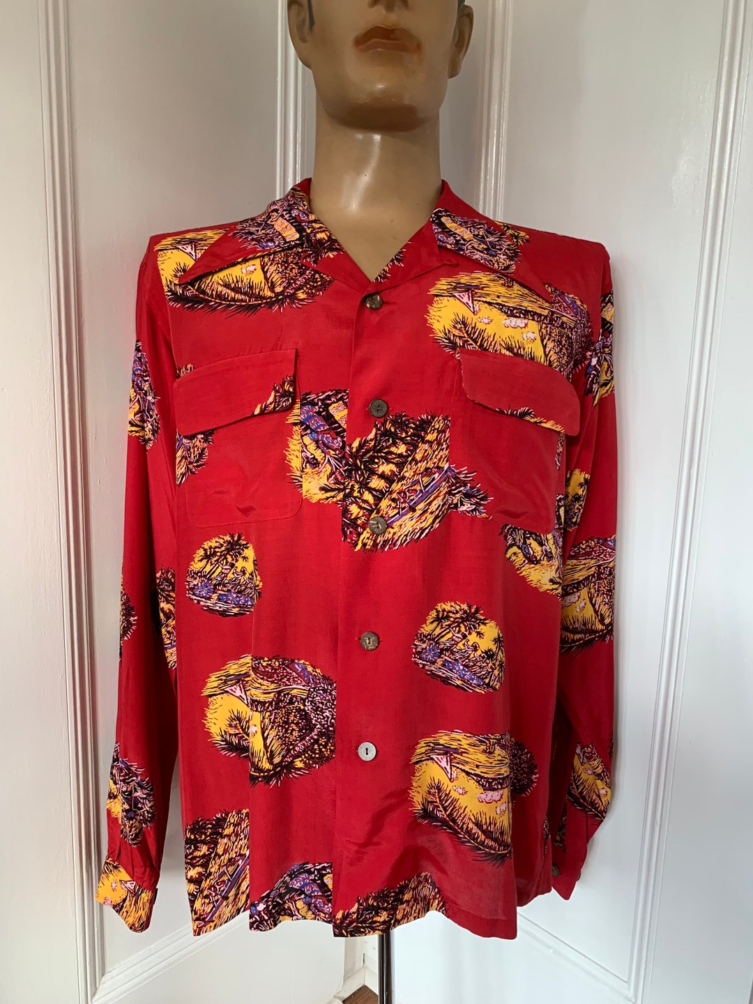Hawaii Hula Girl Polynesian Long Sleeve Shirt Unique Style - Red LT8 main image 1
