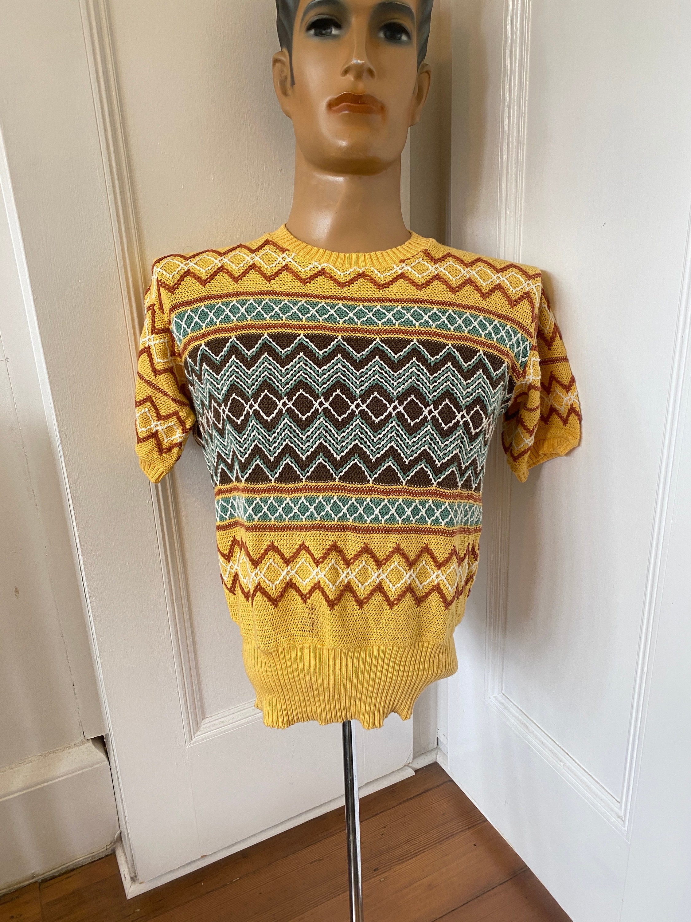 ブランドのギフト Rare Original 1940s Summer Knit T-shirt With Embroidered トップス