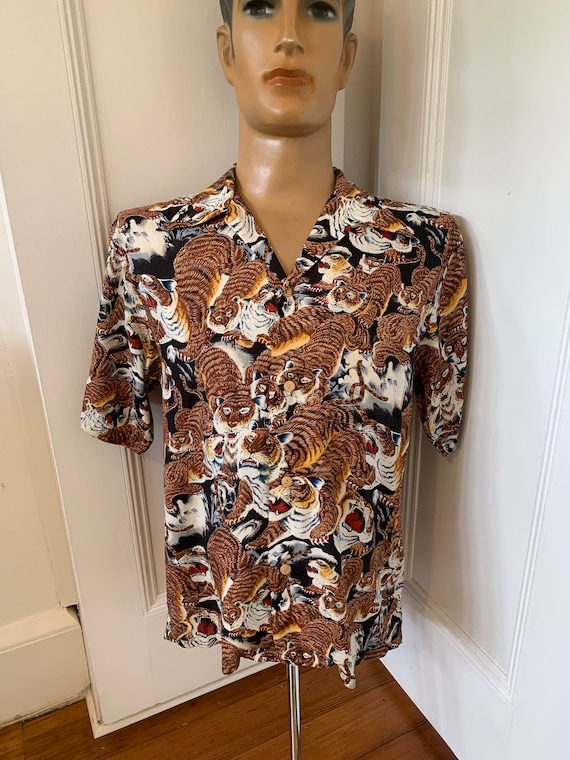 Buy Dry Bones Tiger Print Rayon Hawaiian Shirt Online in India - Etsy