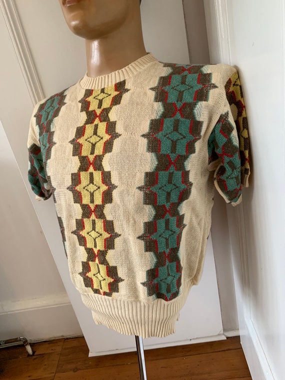 Gorgeous 1940s original summer knit t-shirt with … - image 6