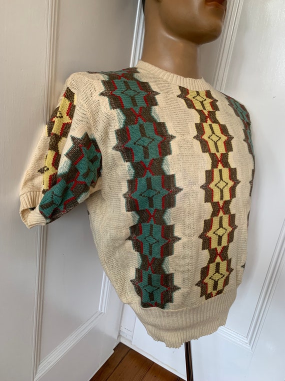 Gorgeous 1940s original summer knit t-shirt with … - image 7