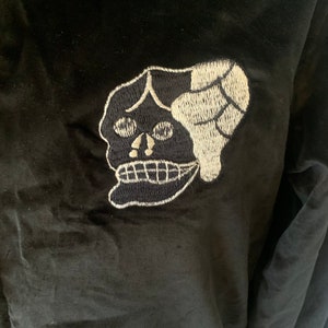 Velvet Vietnam souvenir jacket with skull geisha embroidery image 7