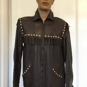 Original 1950s &quot;MidWestern&quot; Large Leather Fringe Jacket