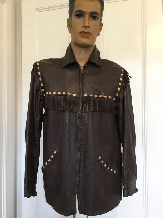 Original 1950s midwestern Large Leather Fringe Jacket - Etsy