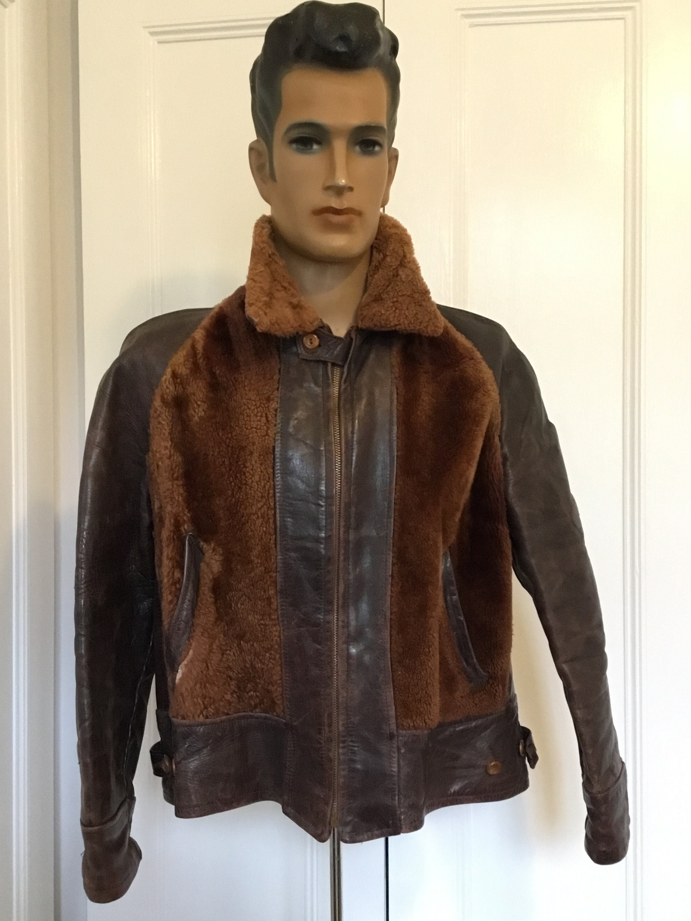 Original Grizzly Bear 1940s Horsehide Leather & Mouton Jacket - Etsy