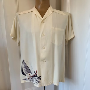 Original hand printed 1940s Catalina rayon shirt