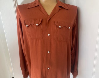 1950s gab shirt in rust brown from American label Fleetline.