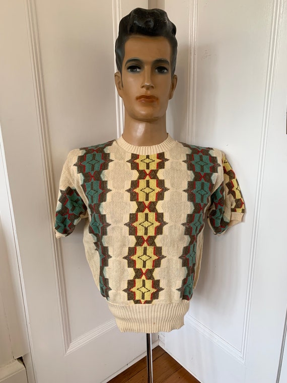 Gorgeous 1940s original summer knit t-shirt with … - image 1