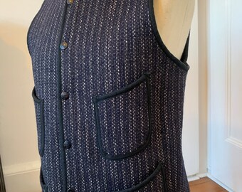 Browns Beach Vest in Black and Dark Navy Blue From Fullcount - Etsy