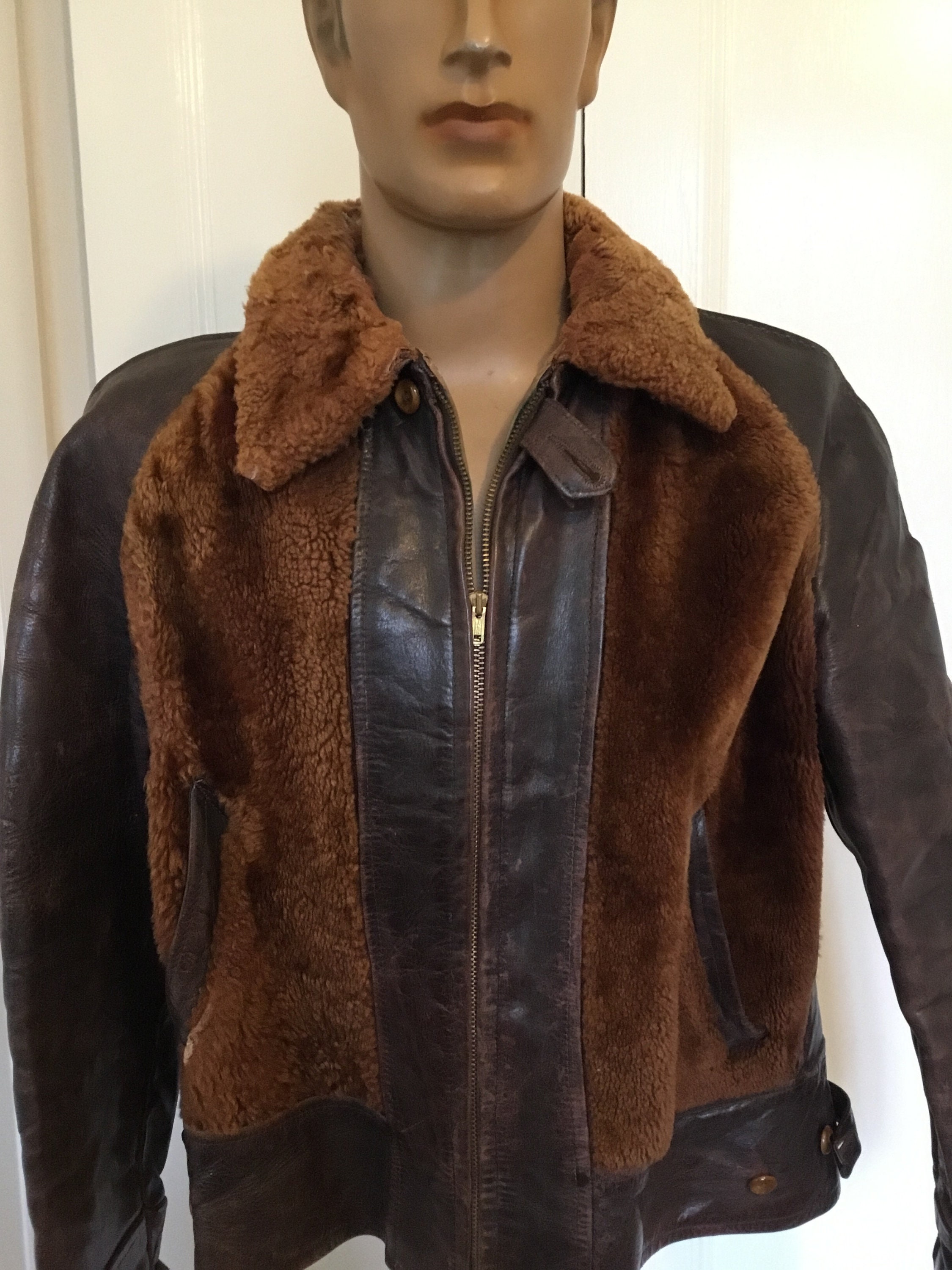 Original Grizzly Bear 1940s Horsehide Leather & Mouton Jacket - Etsy